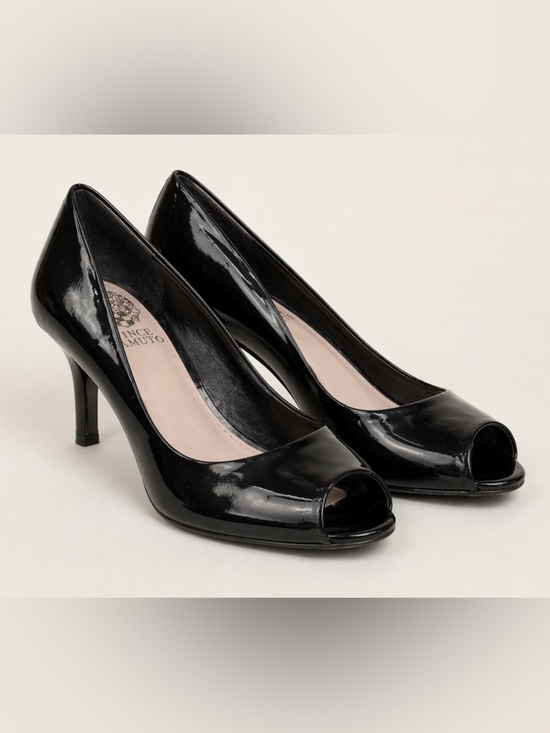 Vince Camuto Shoes - Vince Camuto Black Patent Peep Toe Heels